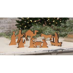 7 Set, Natural Wood Silhouette Nativity