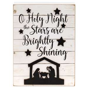 Oh Holy Night Nativity Silhouette Box Sign