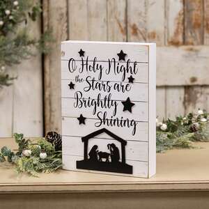 Oh Holy Night Nativity Silhouette Box Sign
