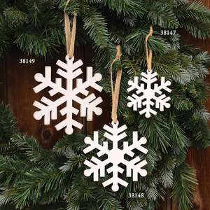Distressed Wooden Snowflake Ornament with Burlap Hanger, 5.25"
