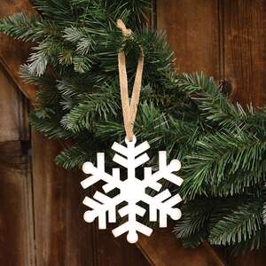 Distressed Wooden Snowflake Ornament with Burlap Hanger, 5.25"