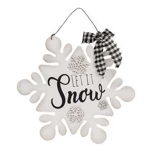 Glittered Let it Snow Snowflake Sign 38158;