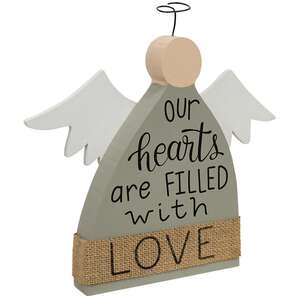 38173 Our Hearts Are Filled With Love Wooden Angel Sitter;