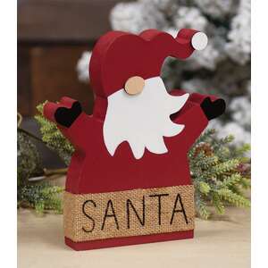 38178 Wooden Burlap Belt Santa Sitter;
