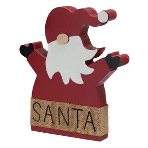 38178 Wooden Burlap Belt Santa Sitter;