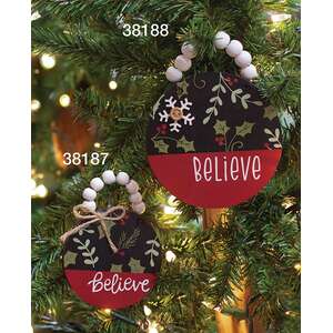 38188 Beaded Believe Painted Ornament w/Button Snowflake;
