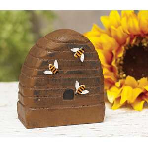 38189 Distressed Wooden Bee Skep;