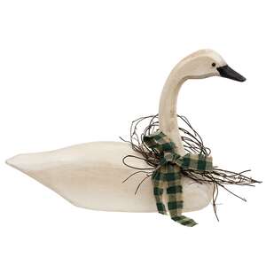 Distressed Wooden Carved Look Swan