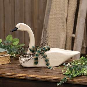 Distressed Wooden Carved Look Swan