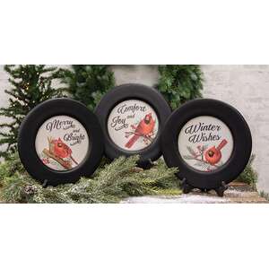 Winter Wishes Cardinal Plate, 3 Asstd.
