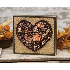 Thankful Fall Layered Heart & Burlap Box Sign