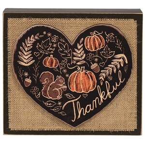 Thankful Fall Layered Heart & Burlap Box Sign