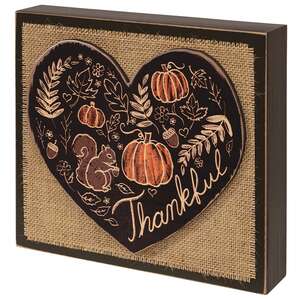 Thankful Fall Layered Heart & Burlap Box Sign