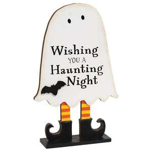 Wishing You a Haunting Night Wooden Ghost on Base - 10.5"H