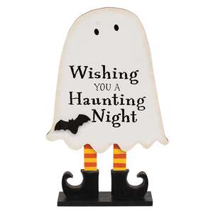Wishing You a Haunting Night Wooden Ghost on Base - 10.5"H