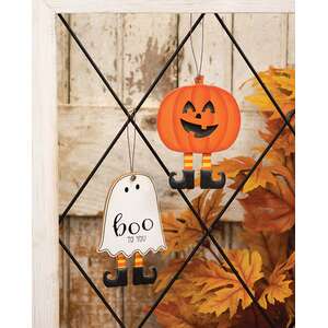 Boo to You Wooden Ghost or Jack Ornament - 2 Asstd.
