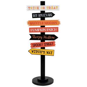 Halloween Woods Primitive Signpost with Base - 14.5"H