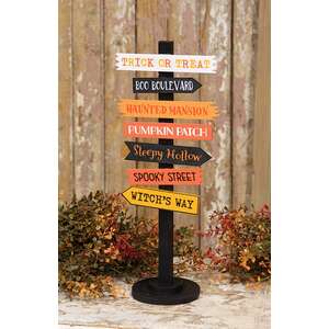 Halloween Woods Primitive Signpost with Base - 14.5"H
