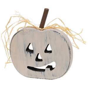 Primitive Distressed Wood Cutout Jack O Lantern Sitter - 3 Asstd.
