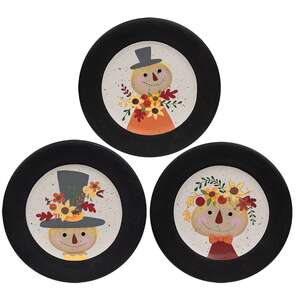 Scarecrow with Flowers Wooden Plate - 3 Asstd.