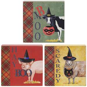 Hay Boo Scaredy Box Sign - 3 Asstd.