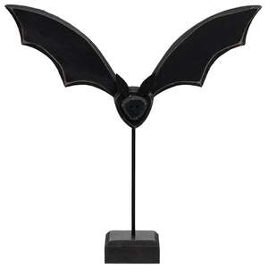 Primitive Wooden Flying Bat on Base