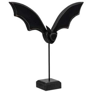 Primitive Wooden Flying Bat on Base