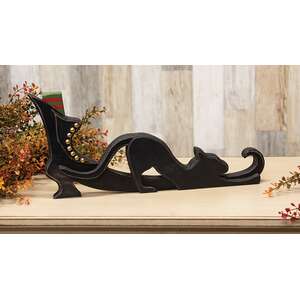 Distressed Wooden Witch Boot & Cat Silhouette Sitter