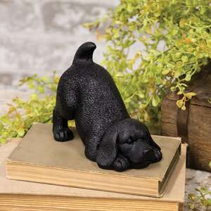 Black Resin Playful Puppy Figurine