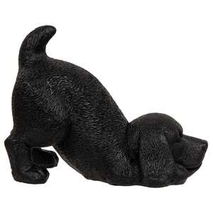 Black Resin Playful Puppy Figurine