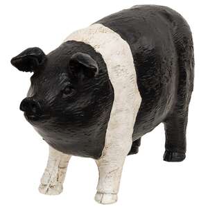 Black & White Carved Look Resin Pig