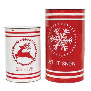 Let It Snow & Believe Distressed Metal Buckets, 2/Set 65360;