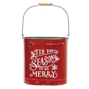 Tis the Season & Let It Snow Distressed Oval Metal Buckets, 2/Set 65361;