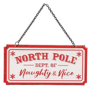 Department of Naughty & Nice Distressed Hanging Sign 65366;