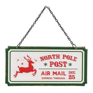North Pole Post Distressed Hanging Sign 65368;