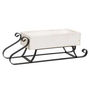Distressed White Wood & Metal Sled 70167;