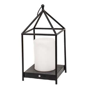 Black Metal Open Air Tri-Function LED Lantern, 16" 70207;