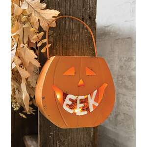 Distressed Metal "EEK" Jack O Lantern Luminary