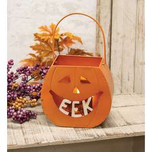 Distressed Metal "EEK" Jack O Lantern Luminary