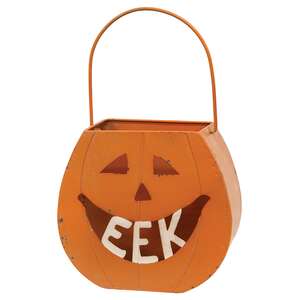 Distressed Metal "EEK" Jack O Lantern Luminary