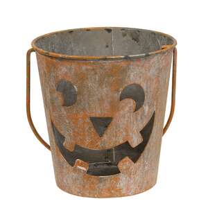Distressed Metal Jack O Lantern Luminary Bucket - 3 Asstd.