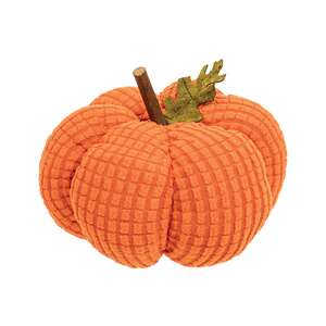 Stuffed Waffle Weave Orange Pumpkin w/Stick Stem, Medium CS38989;