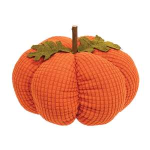Stuffed Waffle Weave Orange Pumpkin w/Stick Stem, Large CS38991;
