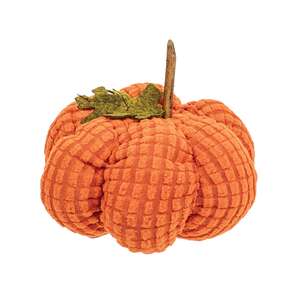Stuffed Waffle Weave Orange Pumpkin w/Stick Stem, Small CS38992;