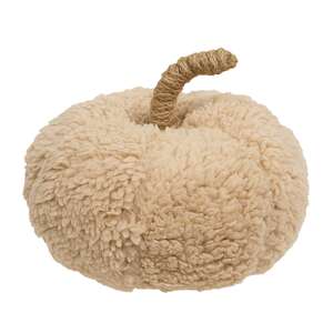 Ivory Sherpa Pumpkin w/Jute Stem, Large CS38993;