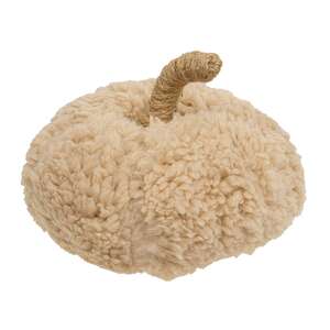 Ivory Sherpa Pumpkin w/Jute Stem, Medium CS38994;