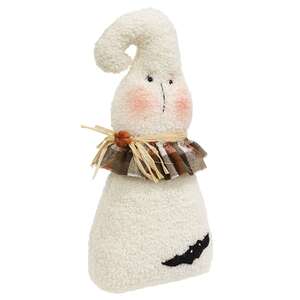 Stuffed Plaid Ruffled Ghost Doll with Bat