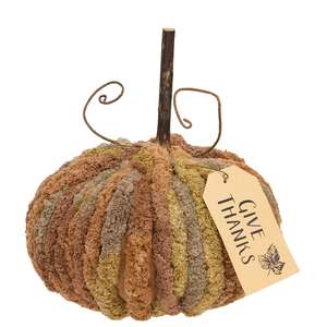 Harvest Chenille Give Thanks Pumpkin - 9" dia CW4060;