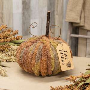 Harvest Chenille Give Thanks Pumpkin - 9" dia CW4060;