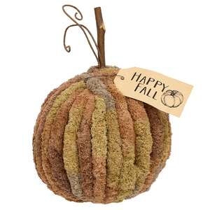 Harvest Chenille Happy Fall Pumpkin - 7.5" dia